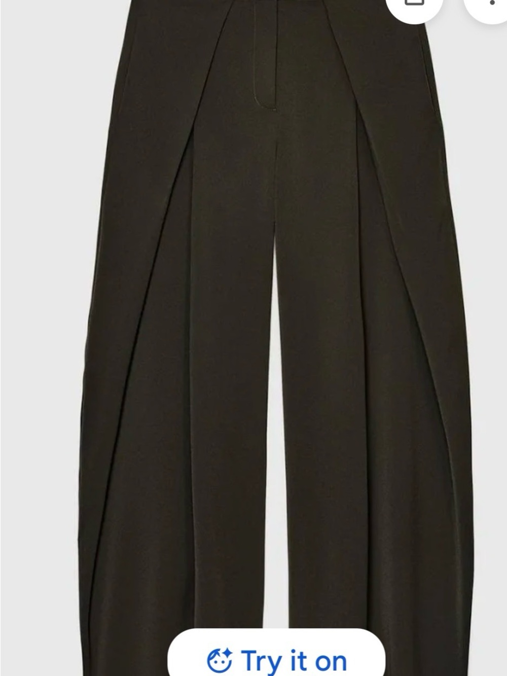 Zara hunter green Wide-Leg Draped Front Pants